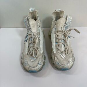 Kids White and Light Blue Athletic Sneakers